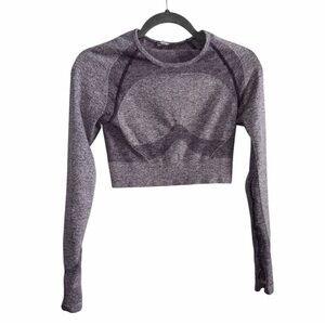Gymshark Women’s Top Flex purple Long Sleeve Crop Top Open Back Size S